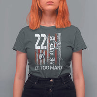 Suicide Awareness PTSD Veteran T Shirt For Women 22 A Day Is Too Many Vintage American Flag - Wonder Print Shop
