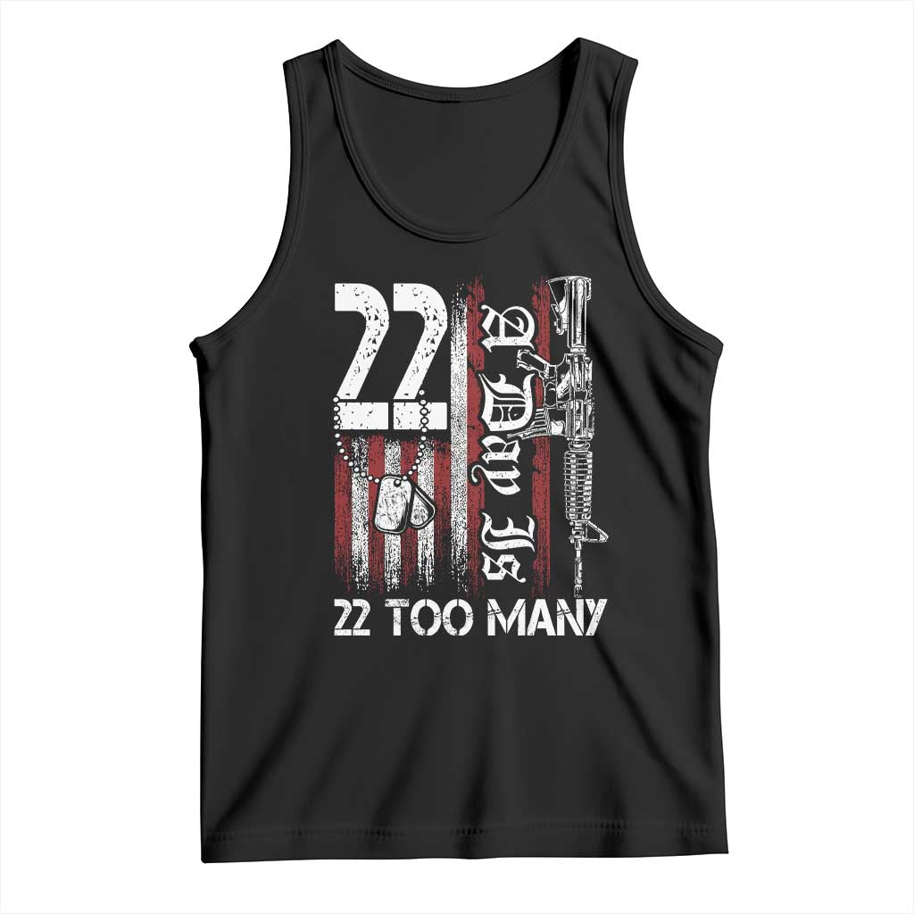 Suicide Awareness PTSD Veteran Tank Top 22 A Day Is Too Many Vintage American Flag - Wonder Print Shop