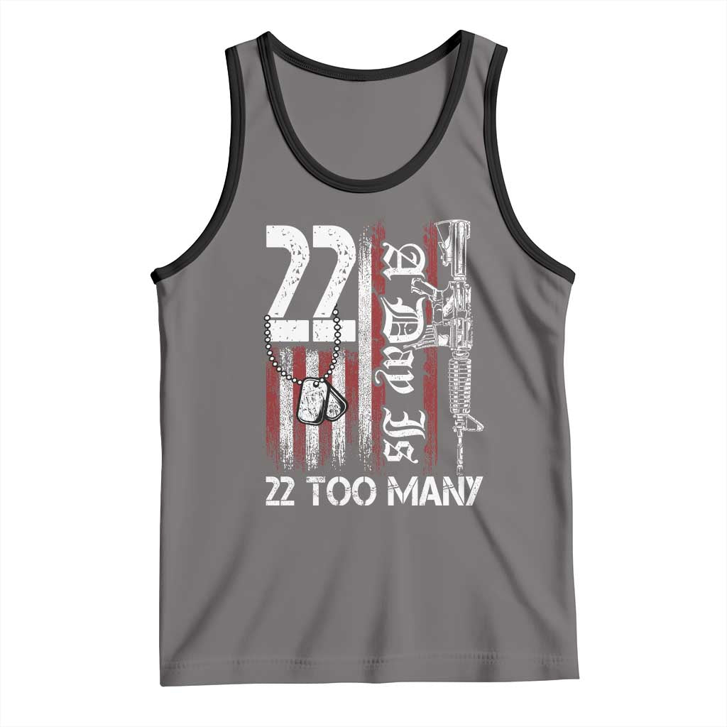 Suicide Awareness PTSD Veteran Tank Top 22 A Day Is Too Many Vintage American Flag - Wonder Print Shop