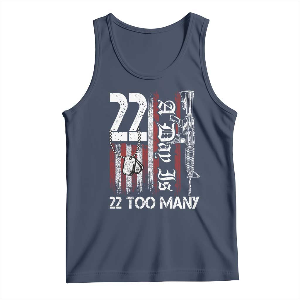Suicide Awareness PTSD Veteran Tank Top 22 A Day Is Too Many Vintage American Flag - Wonder Print Shop
