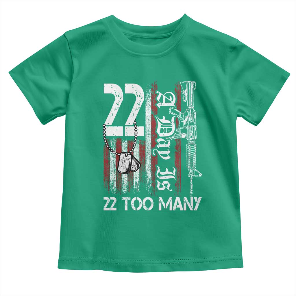 Suicide Awareness PTSD Veteran Toddler T Shirt 22 A Day Is Too Many Vintage American Flag - Wonder Print Shop