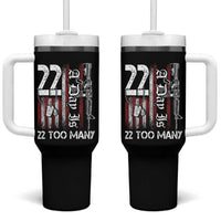 Suicide Awareness PTSD Veteran Tumbler With Handle 22 A Day Is Too Many Vintage American Flag - Wonder Print Shop