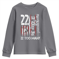 Suicide Awareness PTSD Veteran Youth Sweatshirt 22 A Day Is Too Many Vintage American Flag - Wonder Print Shop