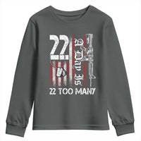 Suicide Awareness PTSD Veteran Youth Sweatshirt 22 A Day Is Too Many Vintage American Flag - Wonder Print Shop