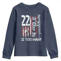Suicide Awareness PTSD Veteran Youth Sweatshirt 22 A Day Is Too Many Vintage American Flag - Wonder Print Shop