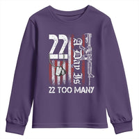 Suicide Awareness PTSD Veteran Youth Sweatshirt 22 A Day Is Too Many Vintage American Flag - Wonder Print Shop