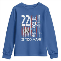 Suicide Awareness PTSD Veteran Youth Sweatshirt 22 A Day Is Too Many Vintage American Flag - Wonder Print Shop