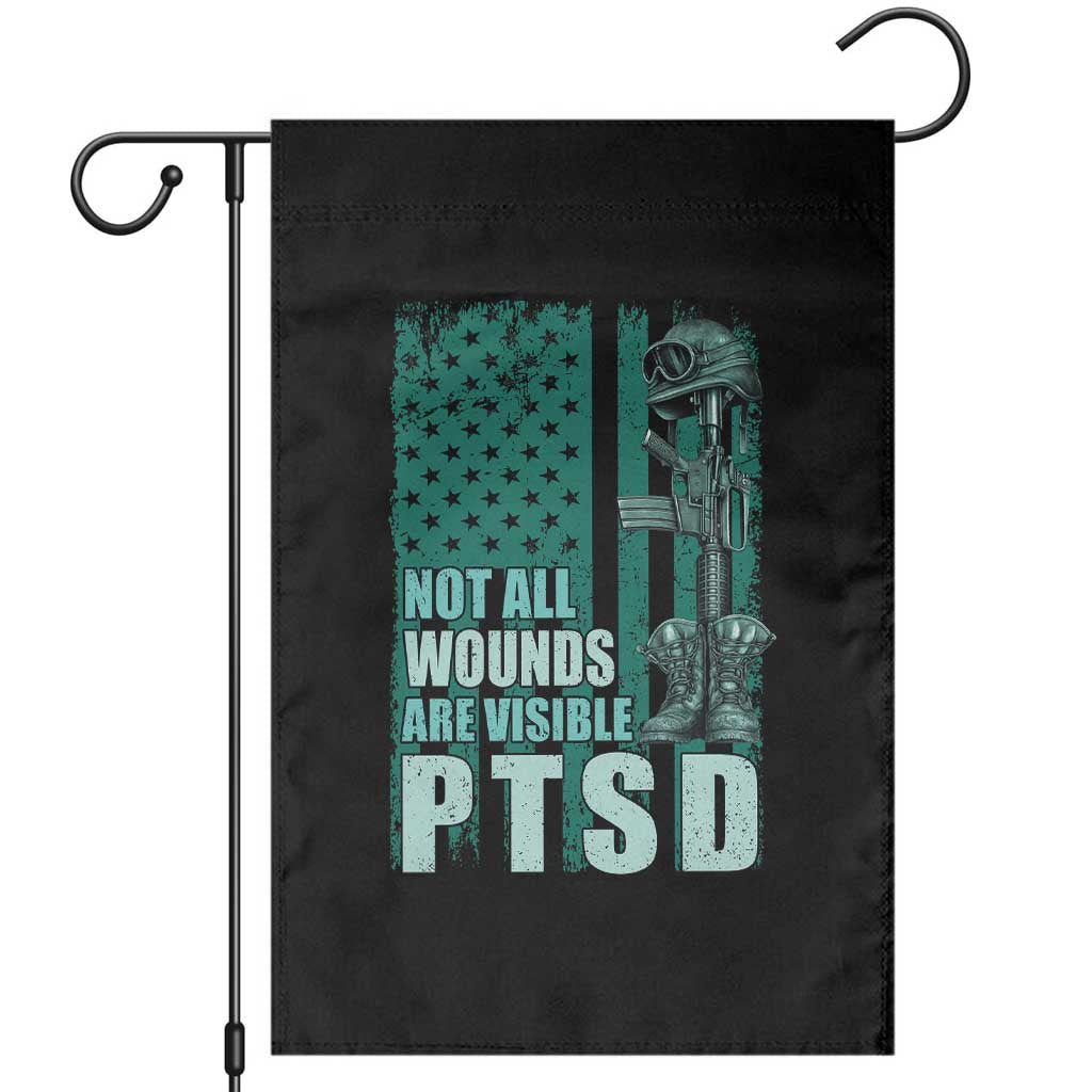 PTSD Awareness Not All Wounds Are Visible Garden Flag PTSD Veteran Military Soldier - Wonder Print Shop