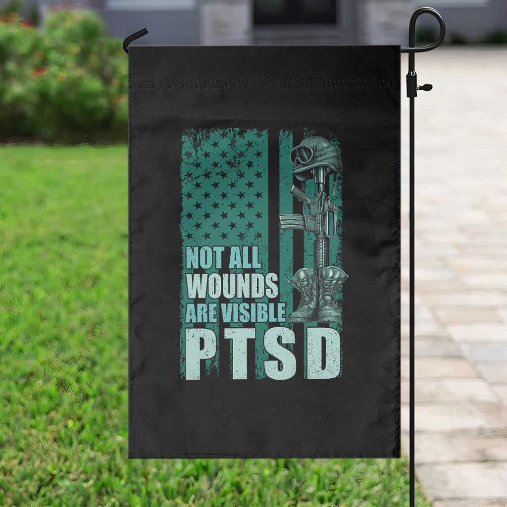 PTSD Awareness Not All Wounds Are Visible Garden Flag PTSD Veteran Military Soldier - Wonder Print Shop
