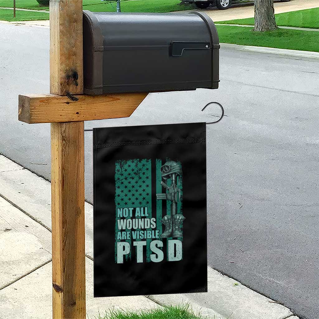 PTSD Awareness Not All Wounds Are Visible Garden Flag PTSD Veteran Military Soldier - Wonder Print Shop