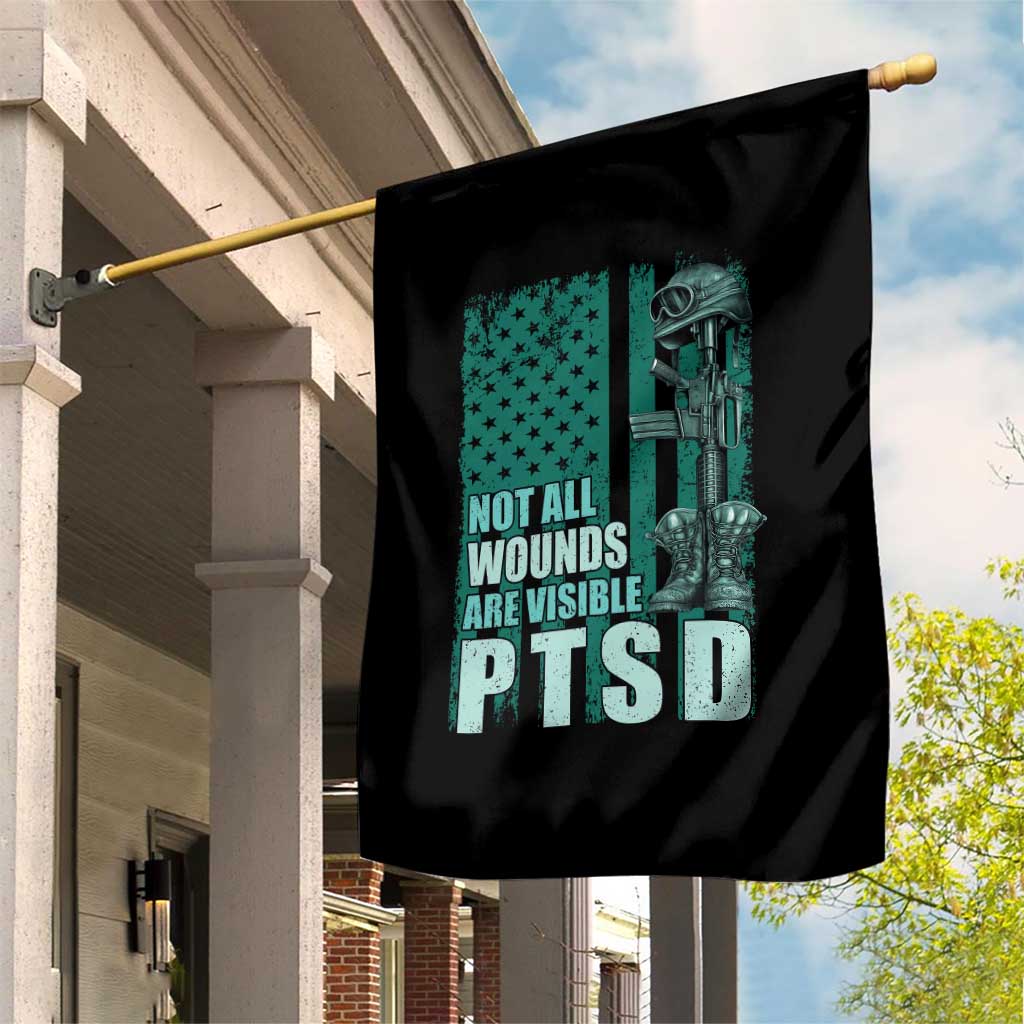 PTSD Awareness Not All Wounds Are Visible Garden Flag PTSD Veteran Military Soldier - Wonder Print Shop