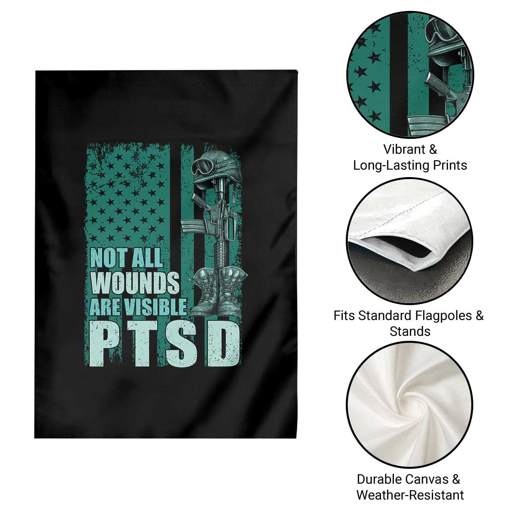PTSD Awareness Not All Wounds Are Visible Garden Flag PTSD Veteran Military Soldier - Wonder Print Shop