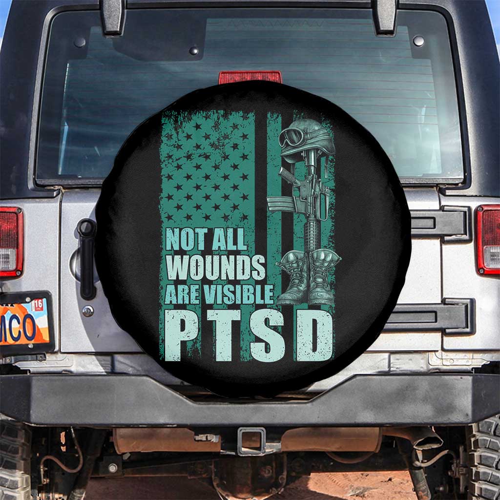 PTSD Awareness Not All Wounds Are Visible Spare Tire Cover PTSD Veteran Military Soldier - Wonder Print Shop
