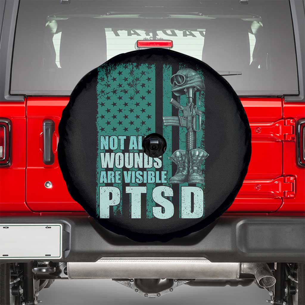 PTSD Awareness Not All Wounds Are Visible Spare Tire Cover PTSD Veteran Military Soldier - Wonder Print Shop