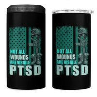 PTSD Awareness Not All Wounds Are Visible 4 in 1 Can Cooler Tumbler PTSD Veteran Military Soldier - Wonder Print Shop