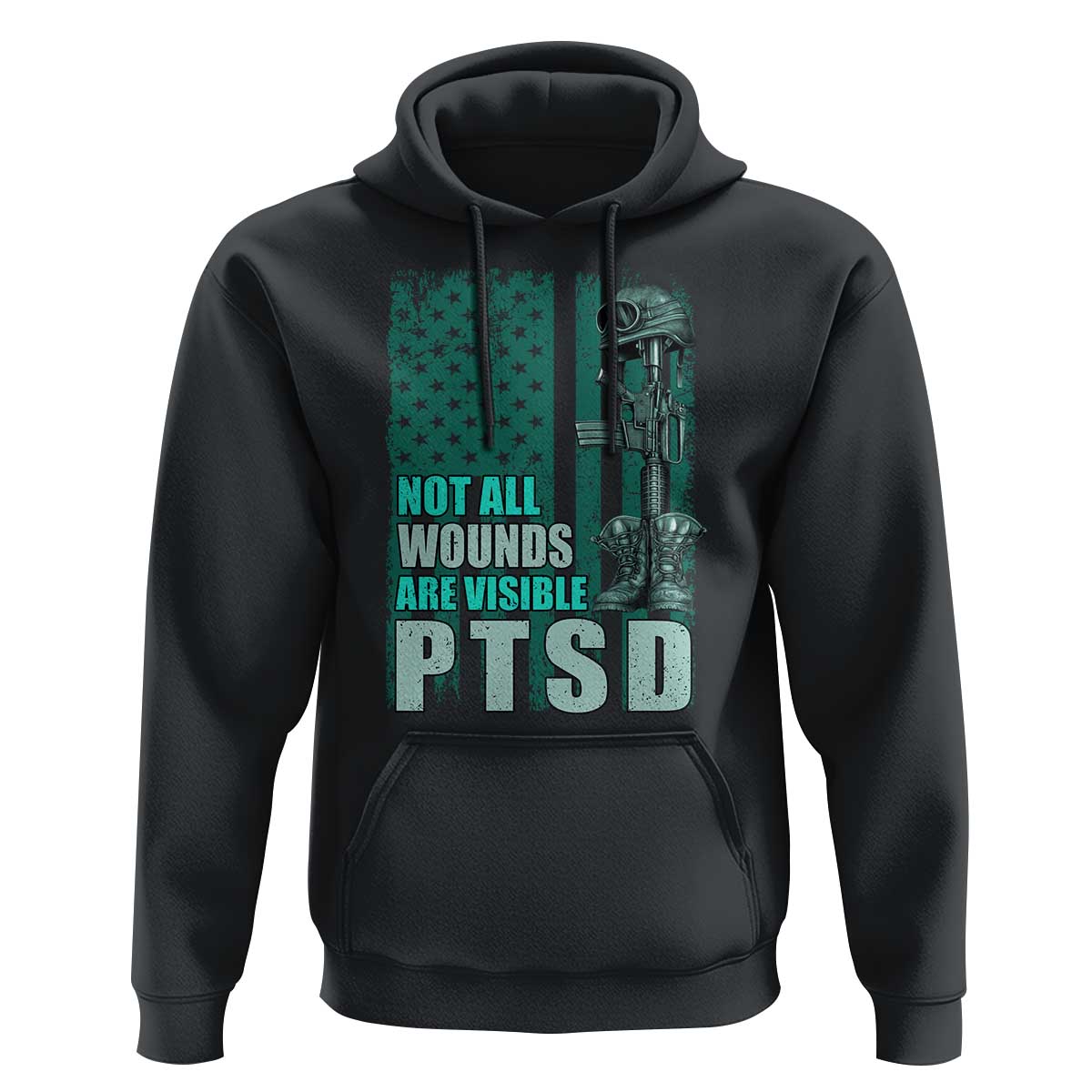 PTSD Awareness Not All Wounds Are Visible Hoodie PTSD Veteran Military Soldier - Wonder Print Shop