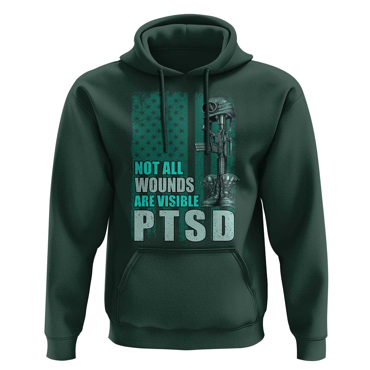 PTSD Awareness Not All Wounds Are Visible Hoodie PTSD Veteran Military Soldier - Wonder Print Shop