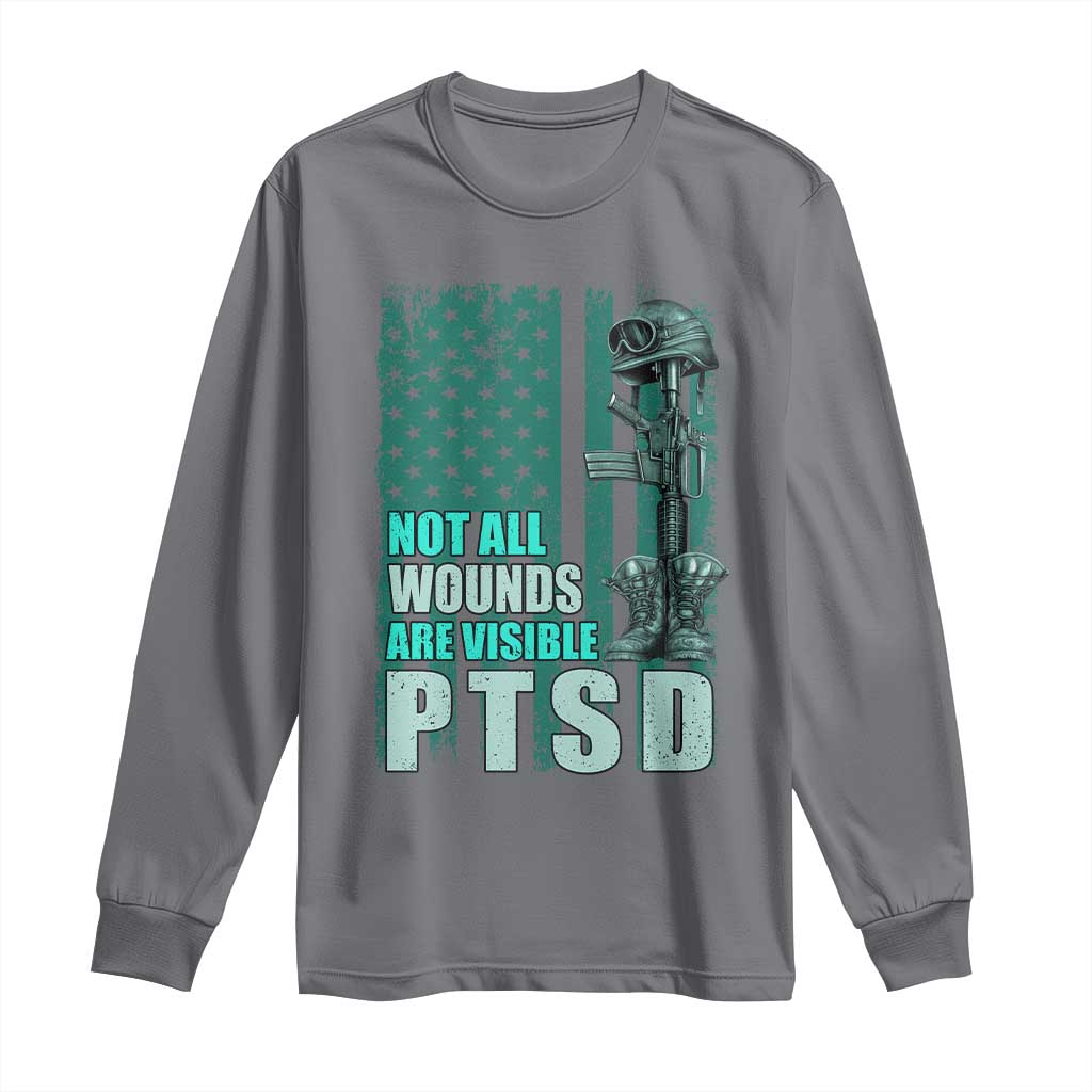 PTSD Awareness Not All Wounds Are Visible Long Sleeve Shirt PTSD Veteran Military Soldier - Wonder Print Shop