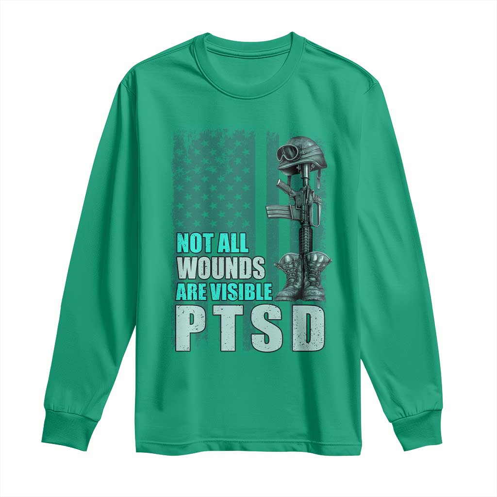 PTSD Awareness Not All Wounds Are Visible Long Sleeve Shirt PTSD Veteran Military Soldier - Wonder Print Shop