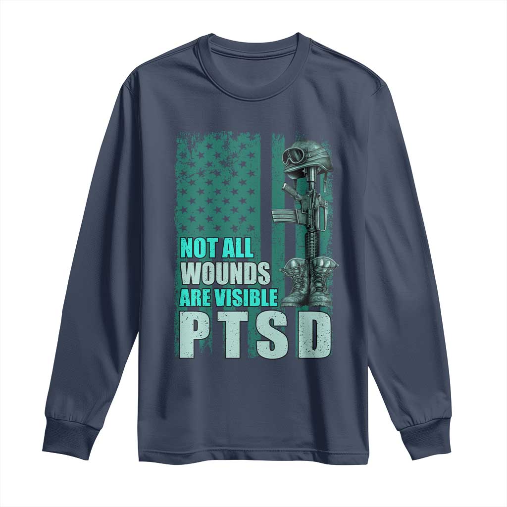 PTSD Awareness Not All Wounds Are Visible Long Sleeve Shirt PTSD Veteran Military Soldier - Wonder Print Shop