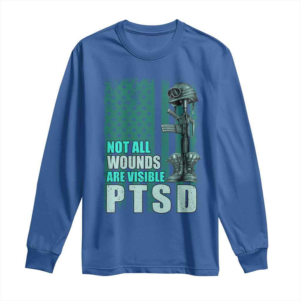 PTSD Awareness Not All Wounds Are Visible Long Sleeve Shirt PTSD Veteran Military Soldier - Wonder Print Shop