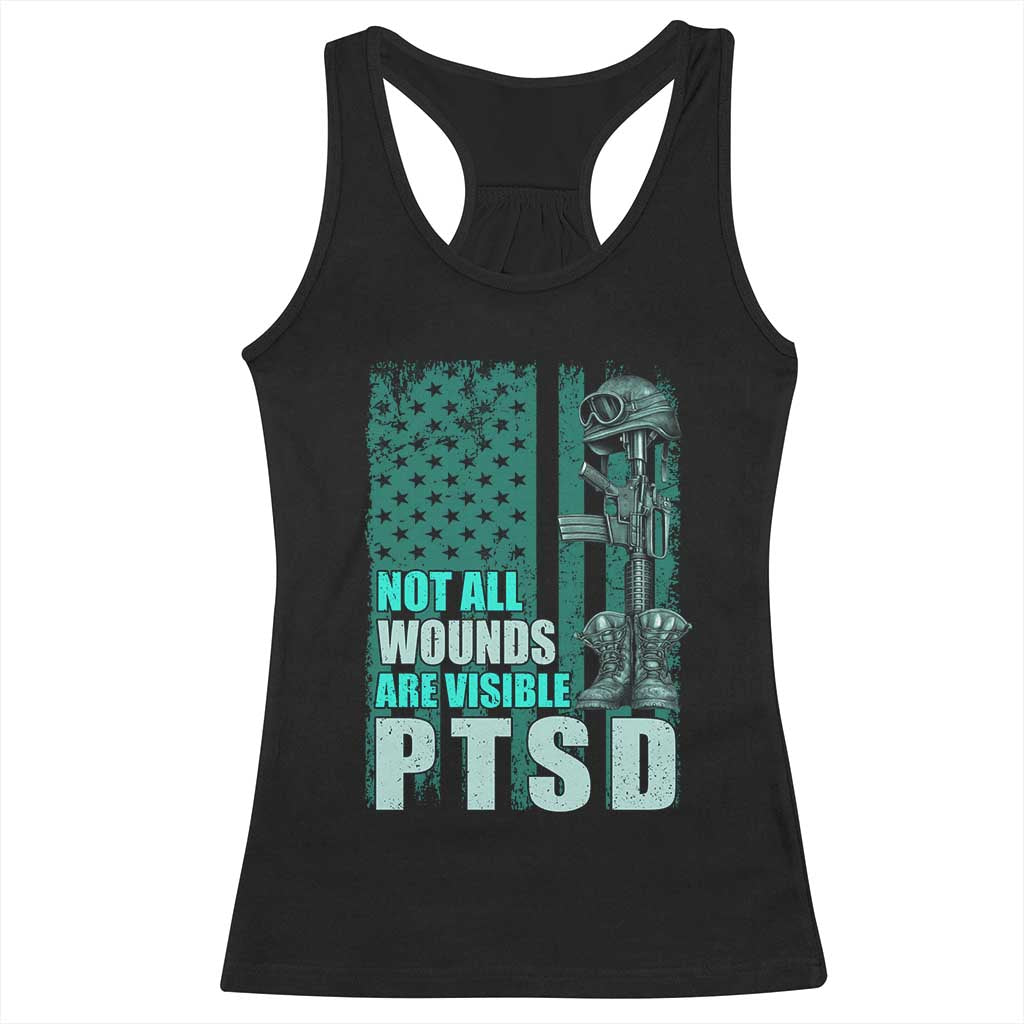 PTSD Awareness Not All Wounds Are Visible Racerback Tank Top PTSD Veteran Military Soldier - Wonder Print Shop