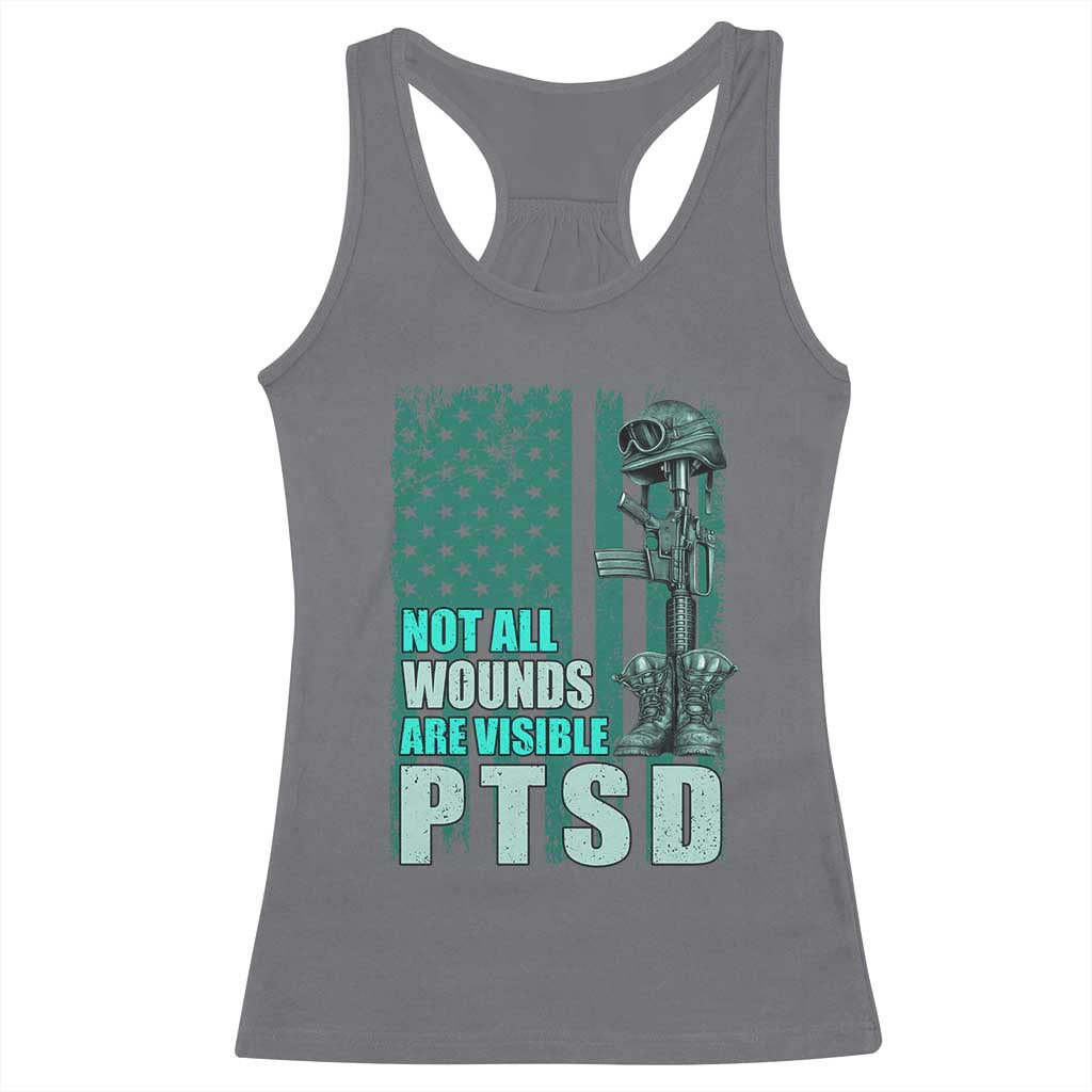 PTSD Awareness Not All Wounds Are Visible Racerback Tank Top PTSD Veteran Military Soldier - Wonder Print Shop