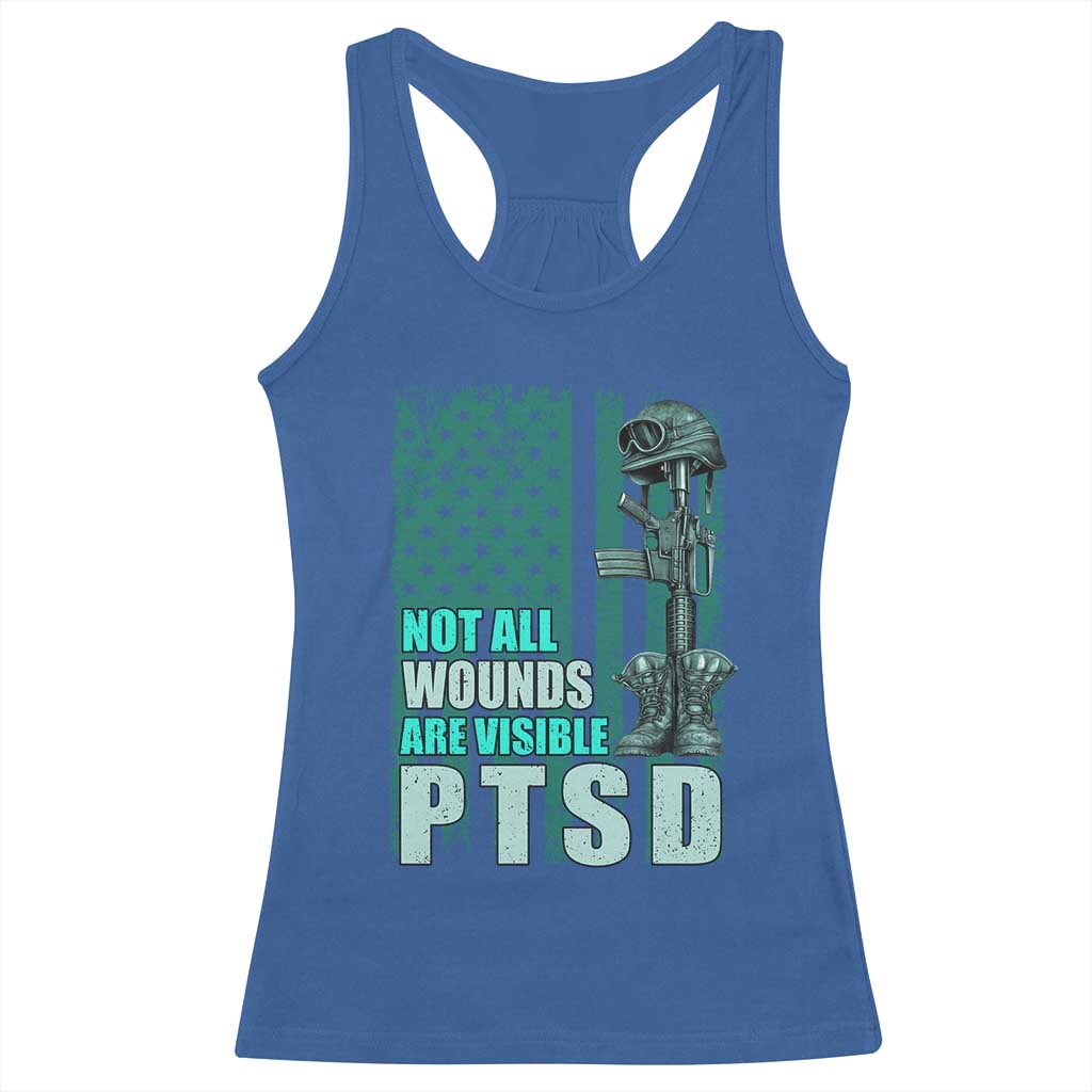 PTSD Awareness Not All Wounds Are Visible Racerback Tank Top PTSD Veteran Military Soldier - Wonder Print Shop