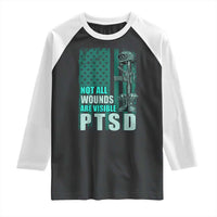 PTSD Awareness Not All Wounds Are Visible Raglan Shirt PTSD Veteran Military Soldier - Wonder Print Shop