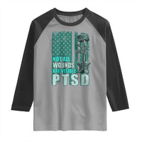 PTSD Awareness Not All Wounds Are Visible Raglan Shirt PTSD Veteran Military Soldier - Wonder Print Shop