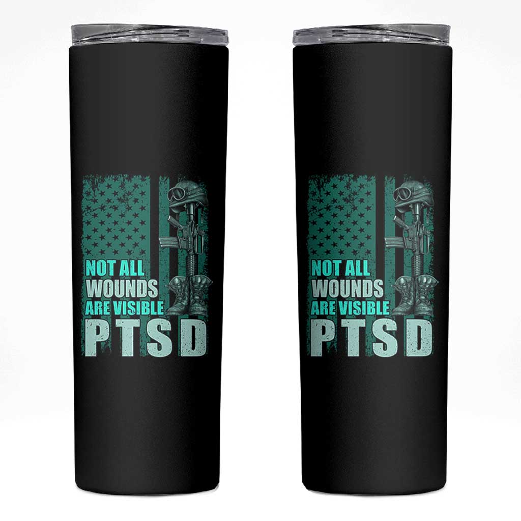 PTSD Awareness Not All Wounds Are Visible Skinny Tumbler PTSD Veteran Military Soldier - Wonder Print Shop