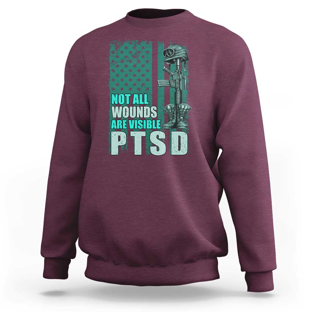 PTSD Awareness Not All Wounds Are Visible Sweatshirt PTSD Veteran Military Soldier - Wonder Print Shop