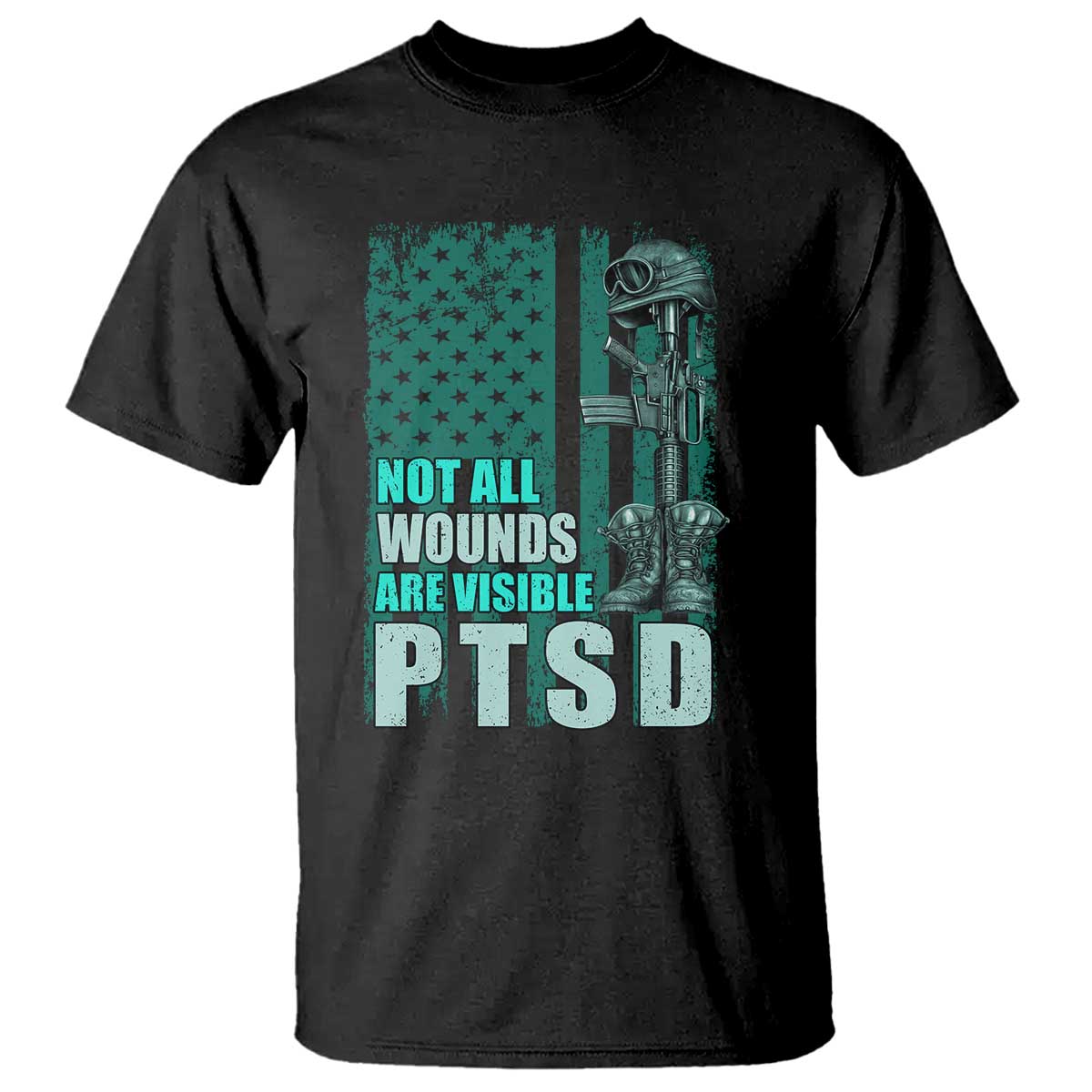 PTSD Awareness Not All Wounds Are Visible T Shirt PTSD Veteran Military Soldier - Wonder Print Shop
