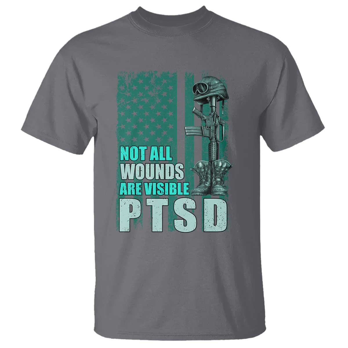 PTSD Awareness Not All Wounds Are Visible T Shirt PTSD Veteran Military Soldier - Wonder Print Shop