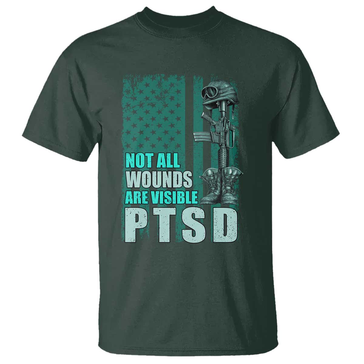 PTSD Awareness Not All Wounds Are Visible T Shirt PTSD Veteran Military Soldier - Wonder Print Shop