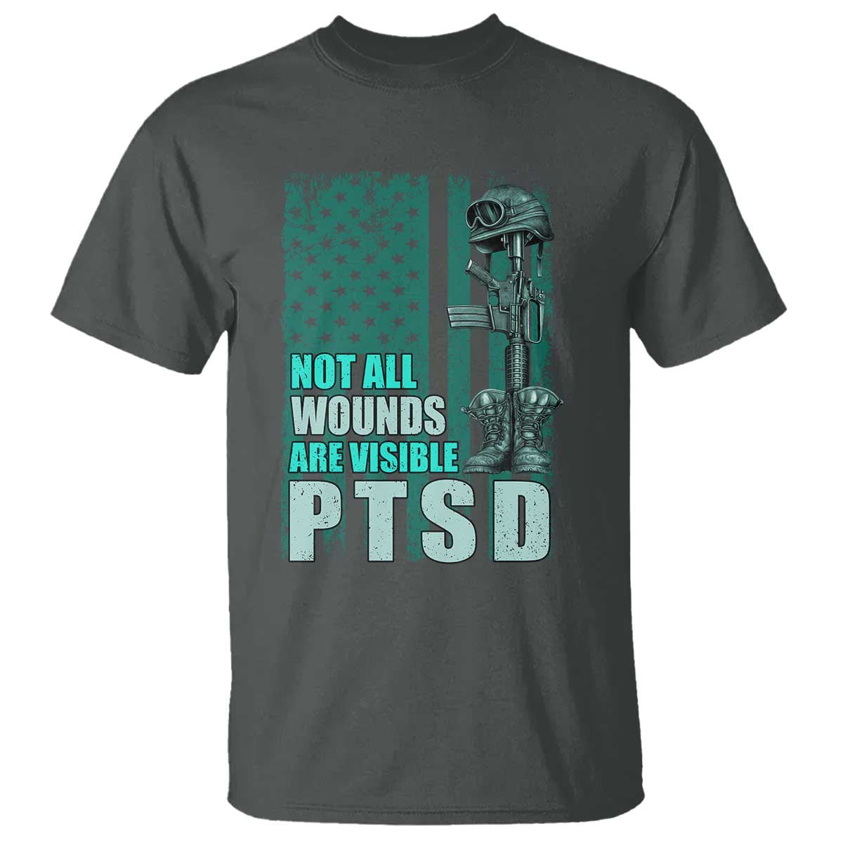 PTSD Awareness Not All Wounds Are Visible T Shirt PTSD Veteran Military Soldier - Wonder Print Shop