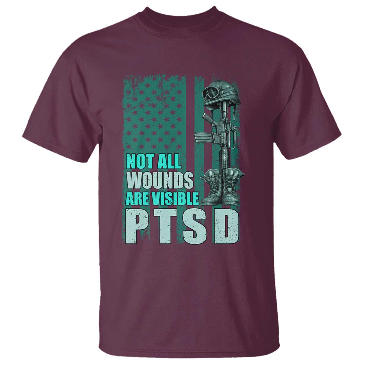 PTSD Awareness Not All Wounds Are Visible T Shirt PTSD Veteran Military Soldier - Wonder Print Shop