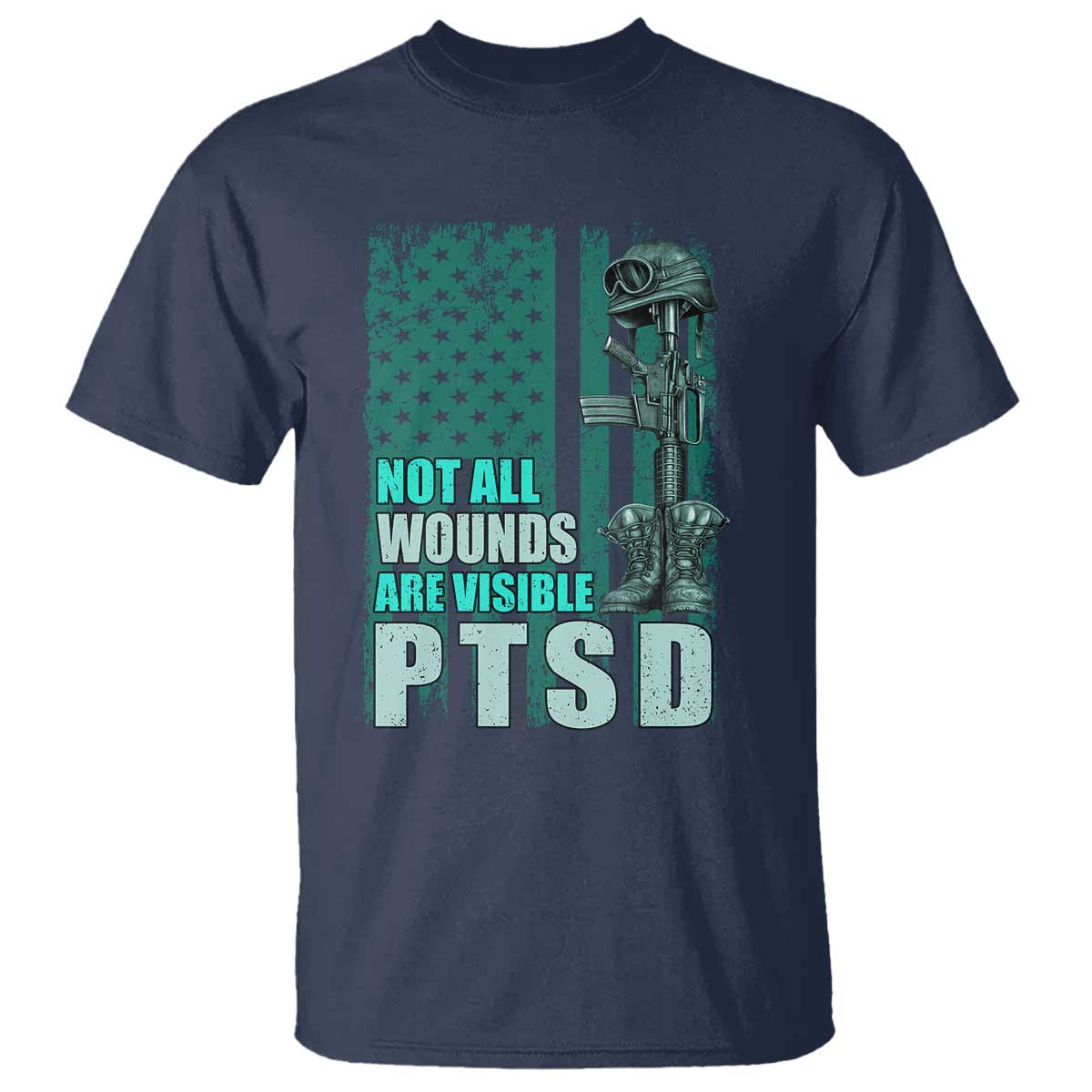 PTSD Awareness Not All Wounds Are Visible T Shirt PTSD Veteran Military Soldier - Wonder Print Shop