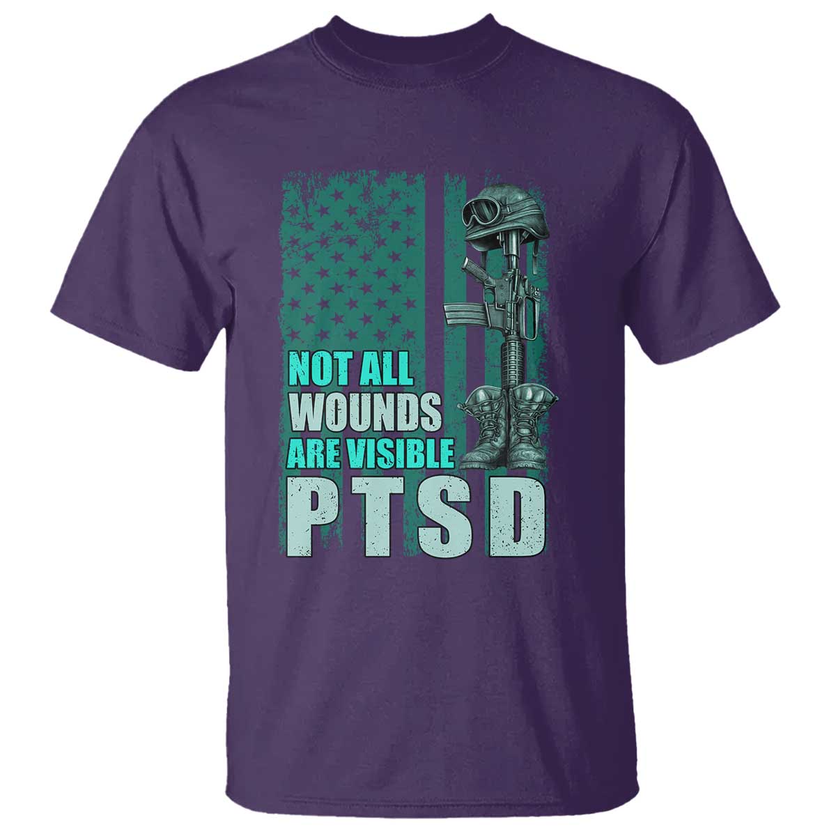 PTSD Awareness Not All Wounds Are Visible T Shirt PTSD Veteran Military Soldier - Wonder Print Shop