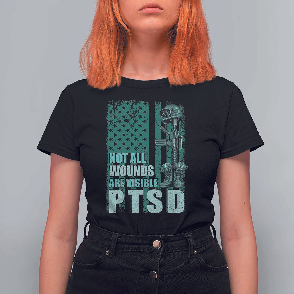 PTSD Awareness Not All Wounds Are Visible T Shirt For Women PTSD Veteran Military Soldier - Wonder Print Shop