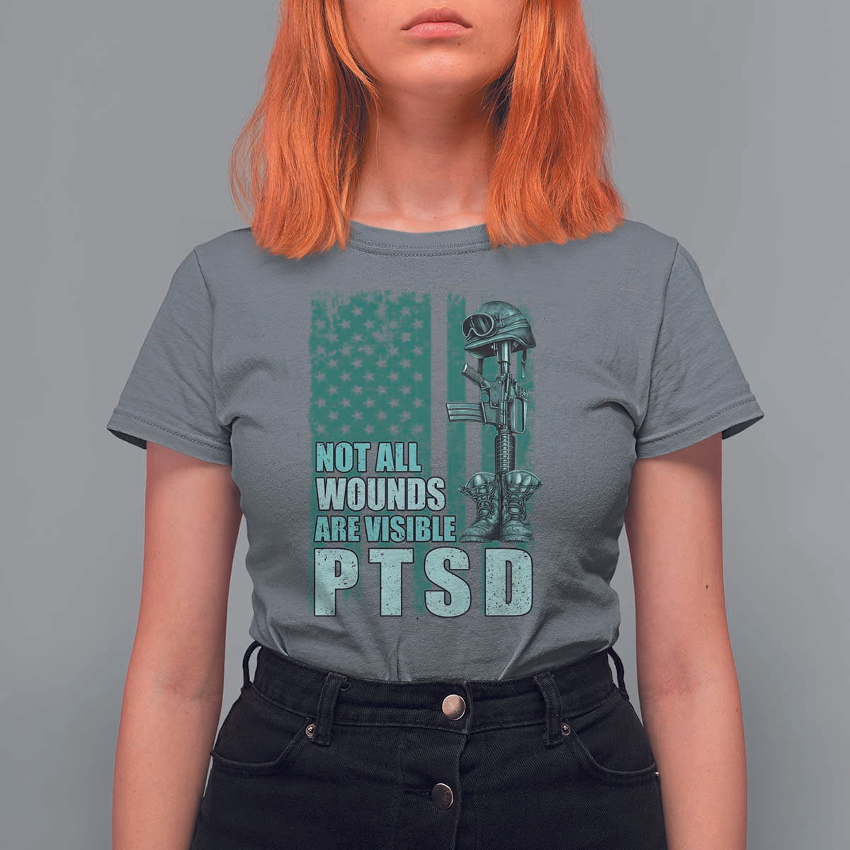 PTSD Awareness Not All Wounds Are Visible T Shirt For Women PTSD Veteran Military Soldier - Wonder Print Shop