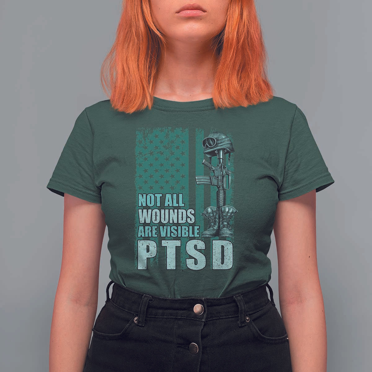 PTSD Awareness Not All Wounds Are Visible T Shirt For Women PTSD Veteran Military Soldier - Wonder Print Shop
