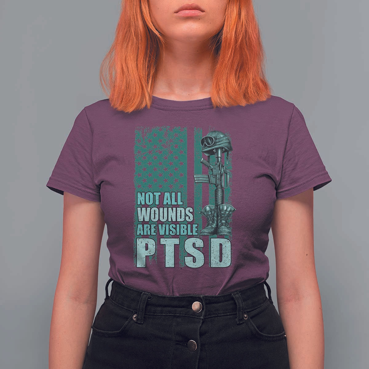 PTSD Awareness Not All Wounds Are Visible T Shirt For Women PTSD Veteran Military Soldier - Wonder Print Shop