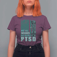 PTSD Awareness Not All Wounds Are Visible T Shirt For Women PTSD Veteran Military Soldier - Wonder Print Shop