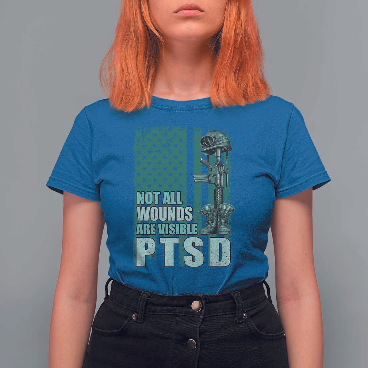 PTSD Awareness Not All Wounds Are Visible T Shirt For Women PTSD Veteran Military Soldier - Wonder Print Shop