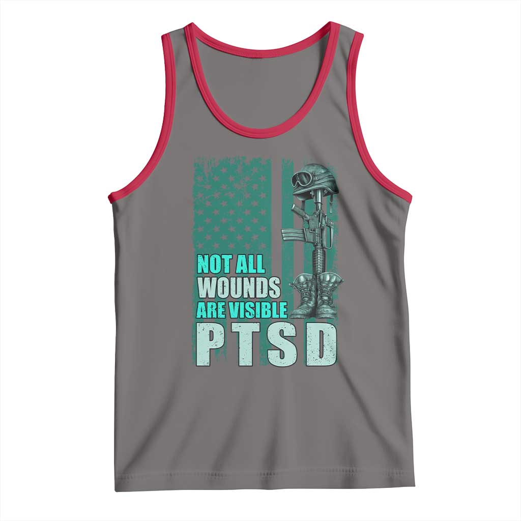 PTSD Awareness Not All Wounds Are Visible Tank Top PTSD Veteran Military Soldier - Wonder Print Shop