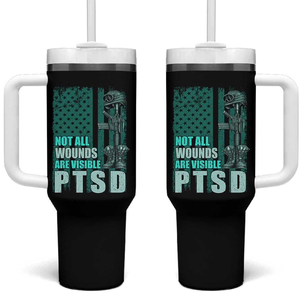 PTSD Awareness Not All Wounds Are Visible Tumbler With Handle PTSD Veteran Military Soldier - Wonder Print Shop