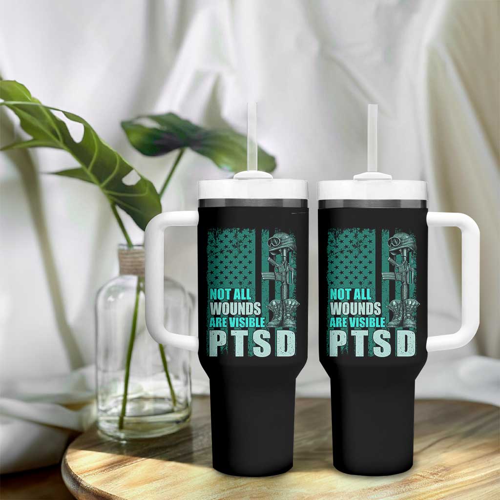 PTSD Awareness Not All Wounds Are Visible Tumbler With Handle PTSD Veteran Military Soldier - Wonder Print Shop