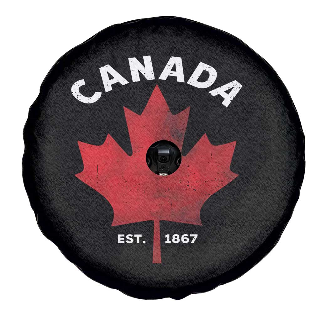 Funny Proud Canadian Canada EST 1867 Spare Tire Cover Vintage Maple Leaf - Wonder Print Shop