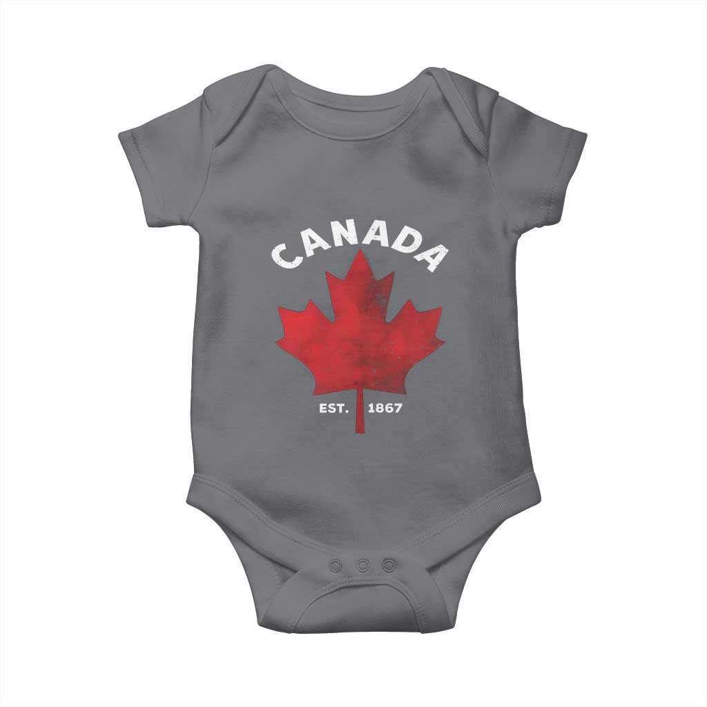 Funny Proud Canadian Canada EST 1867 Baby Onesie Vintage Maple Leaf - Wonder Print Shop